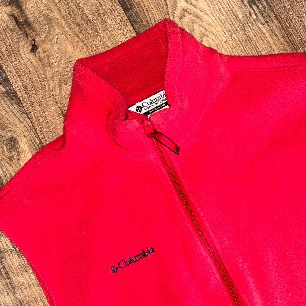 Columbia Sportswear Company Fleece Vest Men's Large Red Full Zip Sleeveless